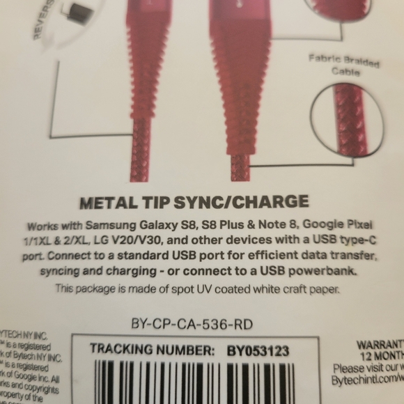 Bytech 6ft. Premium USB Type-C Cable Reddishpink - Picture 2 of 4